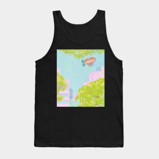 Hot air balloons flying over the town Tank Top